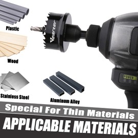 Vearter 1-3/8'' Bi-Metal Hole Saw 1/4 Inch Hex Shank, M42 Bi-Metal Hole Saw, Thin Wall Cobalt Drill Hole Cutter with Arbors for Wood, Sheet Metal, Copper, Plaster, PVC, Steel Plate, Drywall, Black