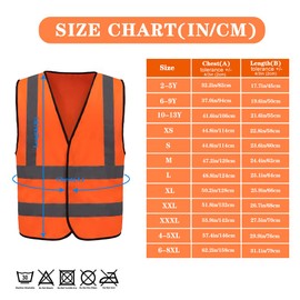 AYKRM Medium Orange Hi Viz Reflective Vest - High Visibility Orange Hi Viz Waistcoat