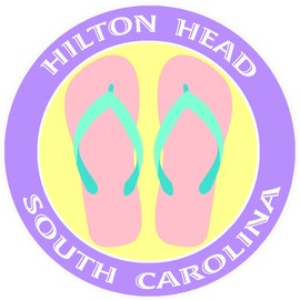 Athena Brands Flip Flops Hilton Head South Carolina - Car Truck Window Bumper Sticker Decal - Panama Purple