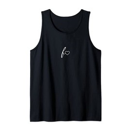 Monogram Initial Letter F Heart Outline Minimalist Design Tank Top