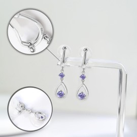 Free Bird Amethyst Earrings, Women's Swinging, Pure Heart, Silver, Hypoallergenic 925 Silver, February Birthstone, Elegant, Popular, Enchanting, Concert, Birthday Gift, Synthetic Amethyst, Created