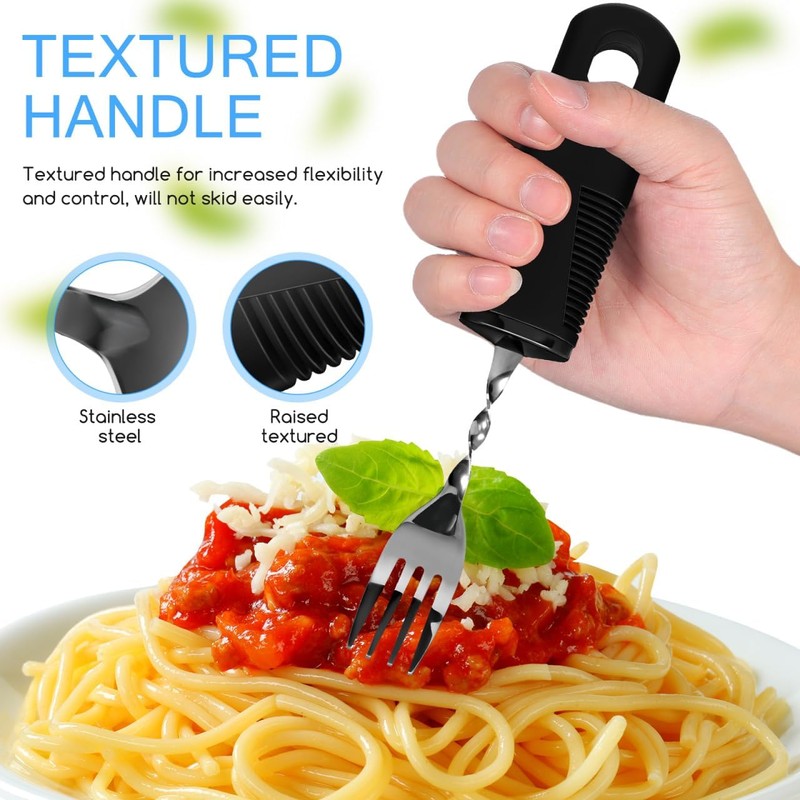SOLUSTRE Adaptive Utensils Set 4-Piece Bendable Tableware with Non-Slip Textured