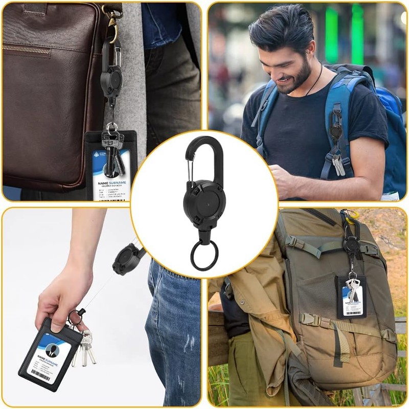 4 pieces lanyard, extendible, durable retractable key ring, retractable key