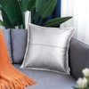 BRAWARM Silver Leather Throw Pillow 18 X 18 Inches, Faux