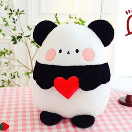 Cpoeof Kawaii Stuffed Panda with Love Heart - Super Soft Panda Plush Pillow Toy, Cute Fluffy Animal Gift for Valentine's Day, Birthday,Christmas,25cm