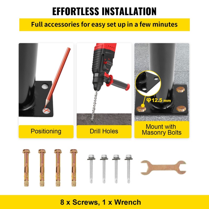 Happybuy Single Post Handrail, Black