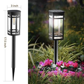 EXCMARK 16 Pack Solar Lights Outdoor Waterproof for Garden Pathway Walkway Driveway Yard Lawn Decorative Landscape Lighting. (Cool White Light, 16)