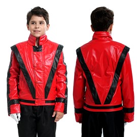 Red and Black Leather Jacket Cosplay PU Coat