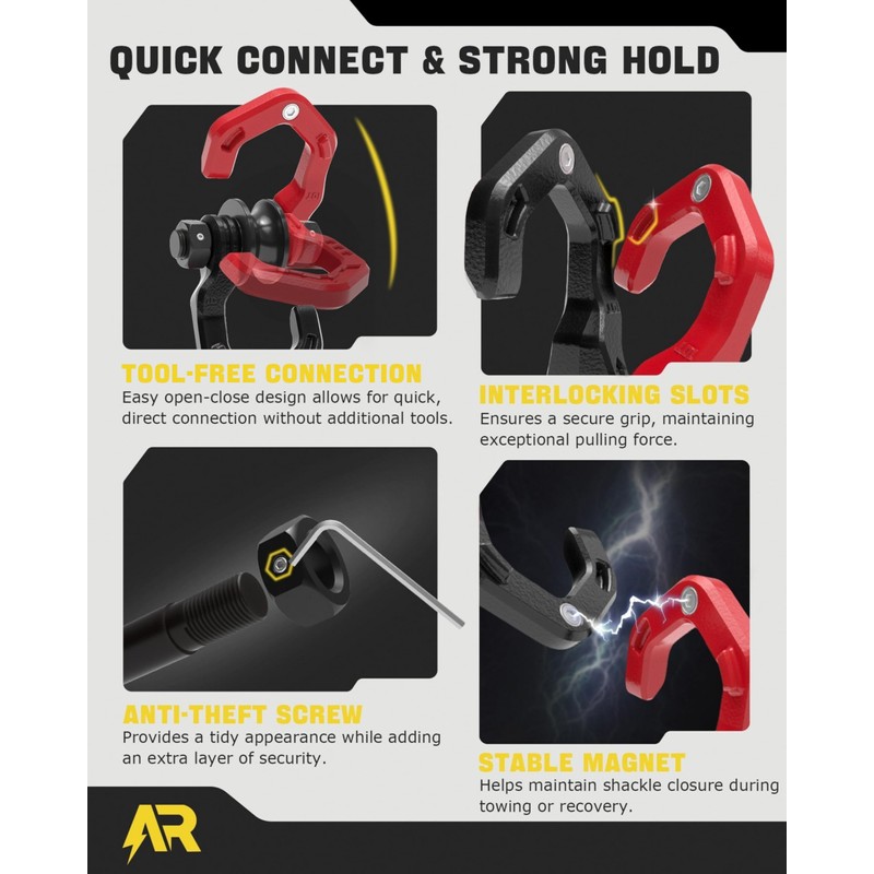 AUTORICH Snatch Block Separate Shackle, 3/4" D Ring Shackle with
