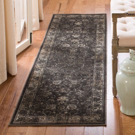Safavieh Vintage Collection VTG117 Oriental Distressed Premium Viscose Runner, 2'2" x 12' , Soft Anthracite