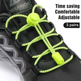 Stepace [2 Pairs No Tie Elastic Shoe Laces for Adults and Kids-One Size Fit All-Neon Yellow