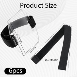 6 Pcs Clear Arm Badge Holder Adjustable Badge Holder with Elastic Arm Band Waterproof Ski Pass Holders Armband Plastic ID Card ArmSleeve for Work Pass Office Business Supplies Employees