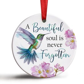 Adornos conmemorativos de Navidad, Colibrí A Beautiful Soul is Never Forgotten Adornos para árbol de Navidad, adorno de Navidad por duelo, regalos de simpatía para la pérdida de un ser querido,
