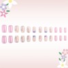 GlamRays 24 Pcs Pink Flower Short Almond Stick-On Nail Set