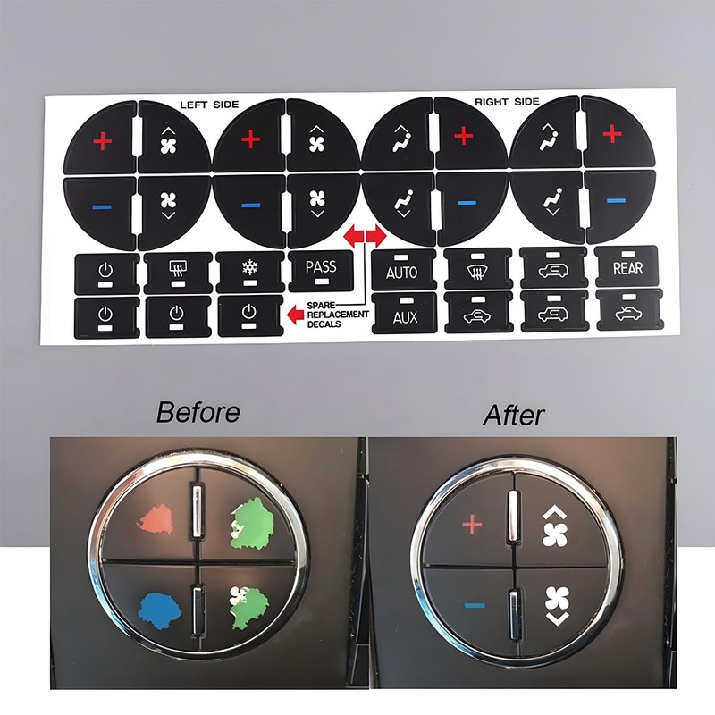 JNNJ Pack of 2 A/C Air Conditioning Button Stickers, Car