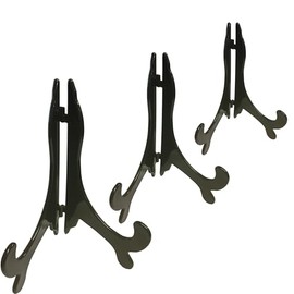Folding Plate Holder Decorative Plate Stand Black Plastic Easel Plate Display Stands Medium Plate Holder Stand for Pictures Albums or Other Decorative Items Medium 3” to 6” 1 Pack.