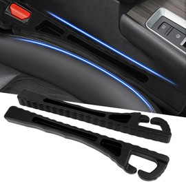 Car Seat Gap Filler 2 Pack, Universal Fit Car Seat Gap Plug to Fill The Gap Between Seat and Console, PU Leather Seat Crevice Blocker Stop Things from Dropping (Black)
