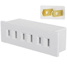 2 Prong Power Strip 3-Outlet Extender, 2-Prong to 2-Prong Triple Outlet Converter, Multi Plug Outlet Adapter, Grounded Wall Tap, Travel Essentials, Polarized, ETL Listed, for Home, Office, School