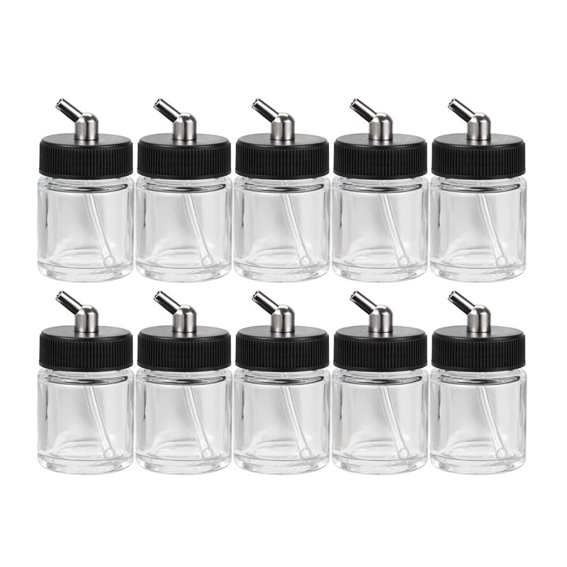 OPHIR Box of 10 Glass 22CC Single-Action Airbrush Bottles for