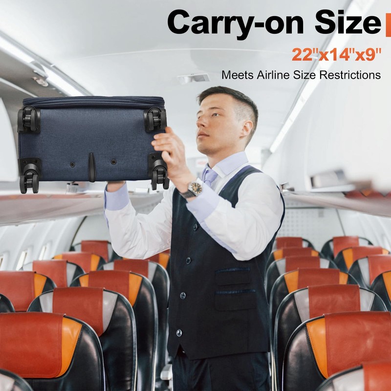 Kono 20 Inch Softside Carry On Luggage Airline Approved 20