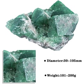 Nupuyai Nupuyai Natural Green Fluorite Crystal Cluster, Irregular Rough Fluorite Crystal Stone Specimen Crystal Collection Raw Green Stone Feng Shui Decoration, 101-200g