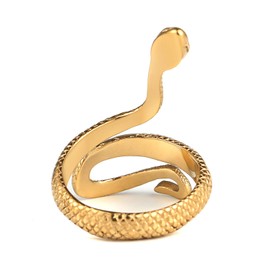 HZMAN Snake Ring Men Women Gothic Jewelry Retro Animal Fashion Personality Stainless Steel Ring (Gold,12)
