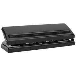 Six Hole Adjustable Punching Machine Paper Puncher Office Supplies Black with Non-Slip Pad(Black )