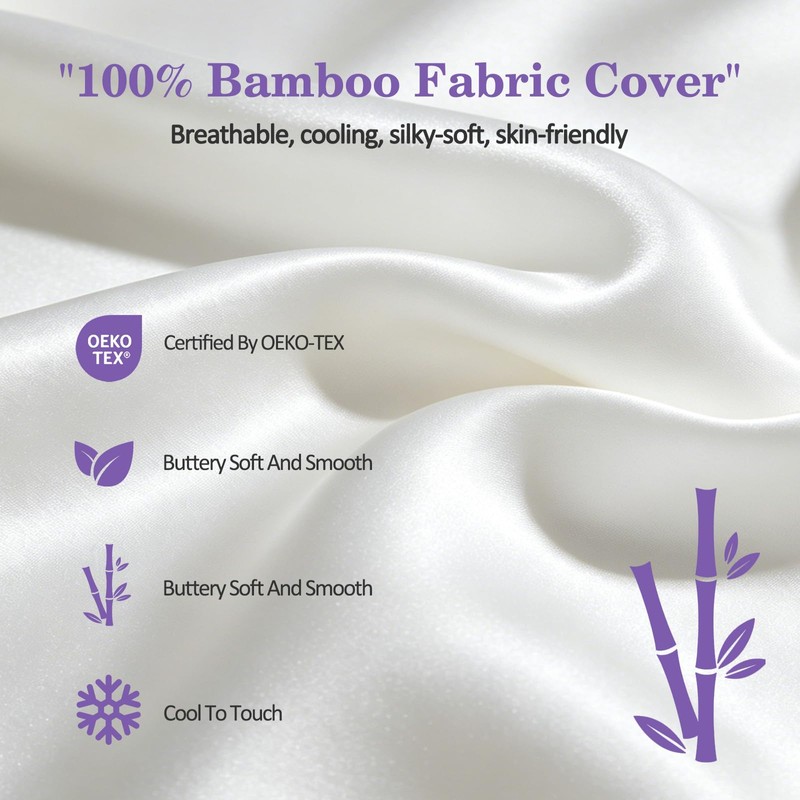 HOMELAB Cooling Adjustable Body Pillow (20x54) with White Bamboo Viscose