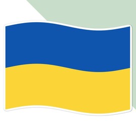 Large 210mm 'Waving Ukrainian Flag' Permanent Sticker Decal for Cars/Windows/Bins/Walls etc (DW00104746)