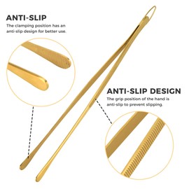 Snailhouse Kitchen Tweezer Tongs, 12 Inches Stainless Steel Heavy Duty Long Fine Chef Metal Skinny Cooking Tweezers for Serving Food, Gold