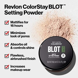 Revlon Polvo para Rostro Colorstay BLOT Setting Powder, tono Universal, para todas las pieles, acabado matte por 24 horas                             