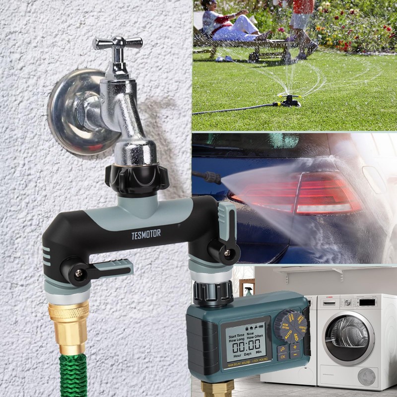 Tesmotor 2-Way T Distributor for Taps, 2 Distributors 3/4 Inch