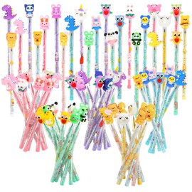 Ulema 48 PCs Cute Stackable Pencils For Kids Stacking Cartoon Pencils Translucent Multi Point Push Fun Pencils.