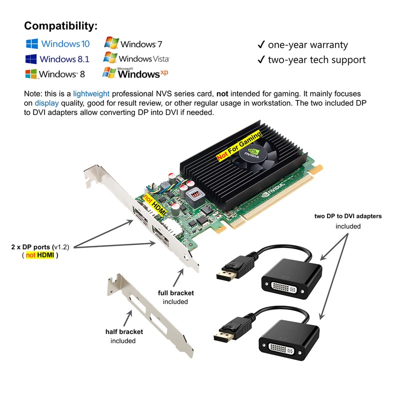 Epic IT Service - Quadro NVS 310 Dual displayports, with