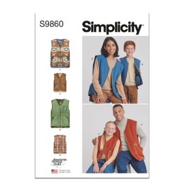 Simplicity Children's, Teens' and Adults' Lined Vests Pattern Packet by American Sewing Guild, Design Code S9860, Sizes XS - L/XS - XL, Multicolor