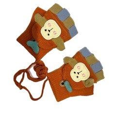 Madeokoltd Kids Warm Gloves Toddler Kids Fingerless Mitten Knitted Winter Boy Girl 1-5Yr (Orange+Blue)