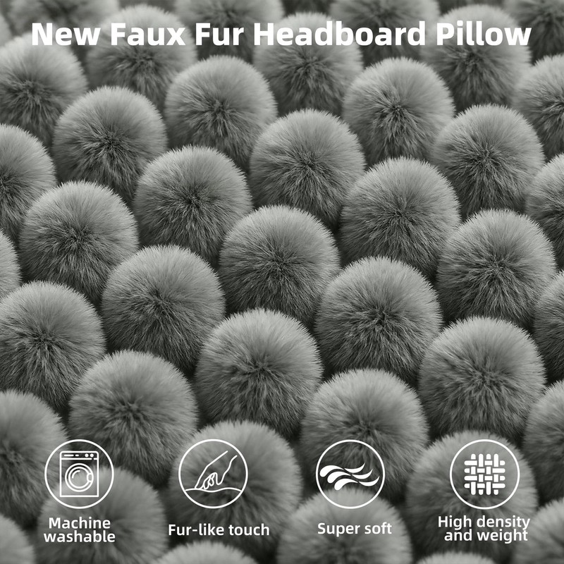 Wellty Care Luxury Faux Fur Headboard Pillow Queen Size -