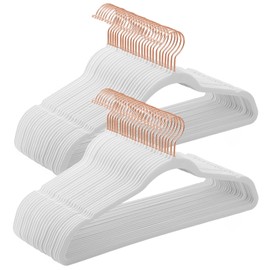 SONGMICS Ganchos de Ropa de Terciopelo 50 PCS, Giratorios de 360° | Para Ropa Fina y Abrigos, Antideslizantes y Ahorradores de Espacio, MCRF026W03