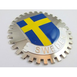 Grille Badge Sweden for car Truck Grill Mount Swedish Flag Emblem Chrome
