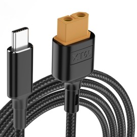 JASHALO XT60 Charging Cable,100W PD USB C to XT60 20V 5A SC100 Fast Charger Braided Cable for ToolkitRC (3.3 Feet)