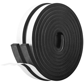 Self Adhesive Foam Tape Weatherstrip 3/4In x 3/8In x 20Ft High Density Foam Insulation Strips Foam Seal Weather Stripping with Strong Adhesive for Door and Window Sound Isolation Soundproofing