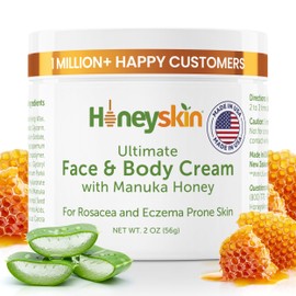 Hydrating Face Moisturizer & Body Cream with Manuka Honey Cream - Organic Face Moisturizer with Honey for Extremely Dry Skin - for Dry & Itchy Skin, Rosacea & Eczema Prone Skin 2oz