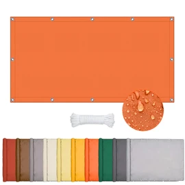 ONESHLEE Awning 4 x 4 m Awning, Waterproof Rectangular, Sun Protection Patio, UV Protection, Heat Protection, No Drilling, Rectangular Awning with Eyelets and Rope for Pergola (Orange, 4 x 4 m)