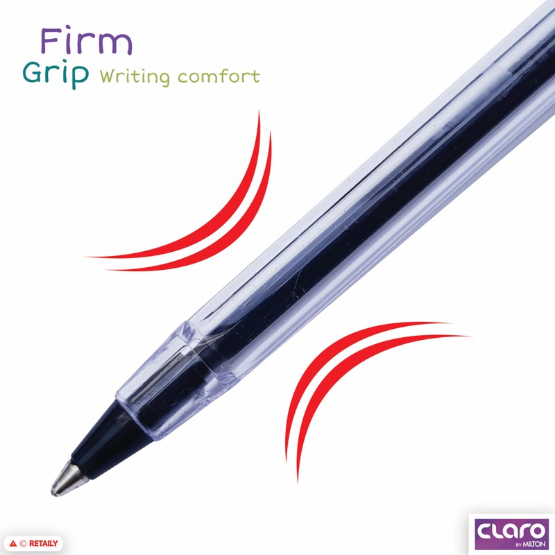 CLARO A-one Ballpoint Pens, BLACK, Medium Point (1.0mm), Pack of