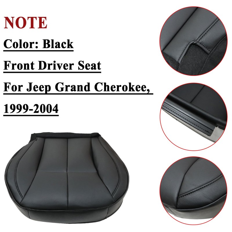 NLQR Front Driver Bottom Replacement Seat Cover Black Microfiber Leather