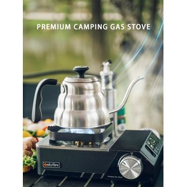 ONLYFIRE Portable Camping Stove with Carry Case, High Power Butane Stove Instant Ignition, Windproof Camp Stove for Camping, Hiking, RV Trip, Backpacking and Emergency, Stainless Steels Black GS336