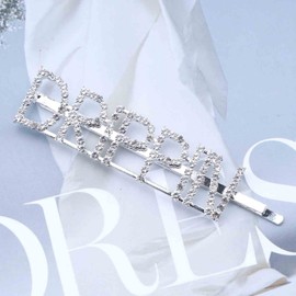 Yheakne Boho Crystal Hair Clip Pin Silver Letter Hair Pin Hair Clip Vintage Hair Clips Pins Decorative Bobby Pin Rhinestone Hair Clips Shiny Bridal Hair Accessories for Women and Girls (Drippin)