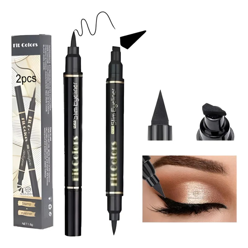 Delineador Ultra Resistente Agua Negro+sello Delineador Ojos Negro