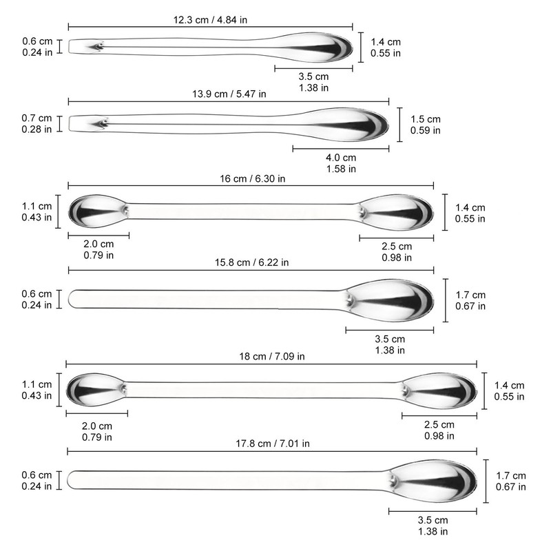 Labasics 11 Pcs Lab Micro Spoon and Spatula Set, Stainless