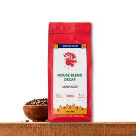 Puroast Low Acid Coffee Decaf | Decaf House Blend Ground | Medium Roast | High Antioxidants & High pH |No Bitter Aftertaste | Reduced Heartburn & GERD | Suitable for Cold Brew - 2.2 LB